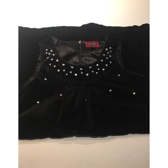 The Children’s Place Black Velvet Dress with Rhinestone Size 10 - Picture 8 of 10